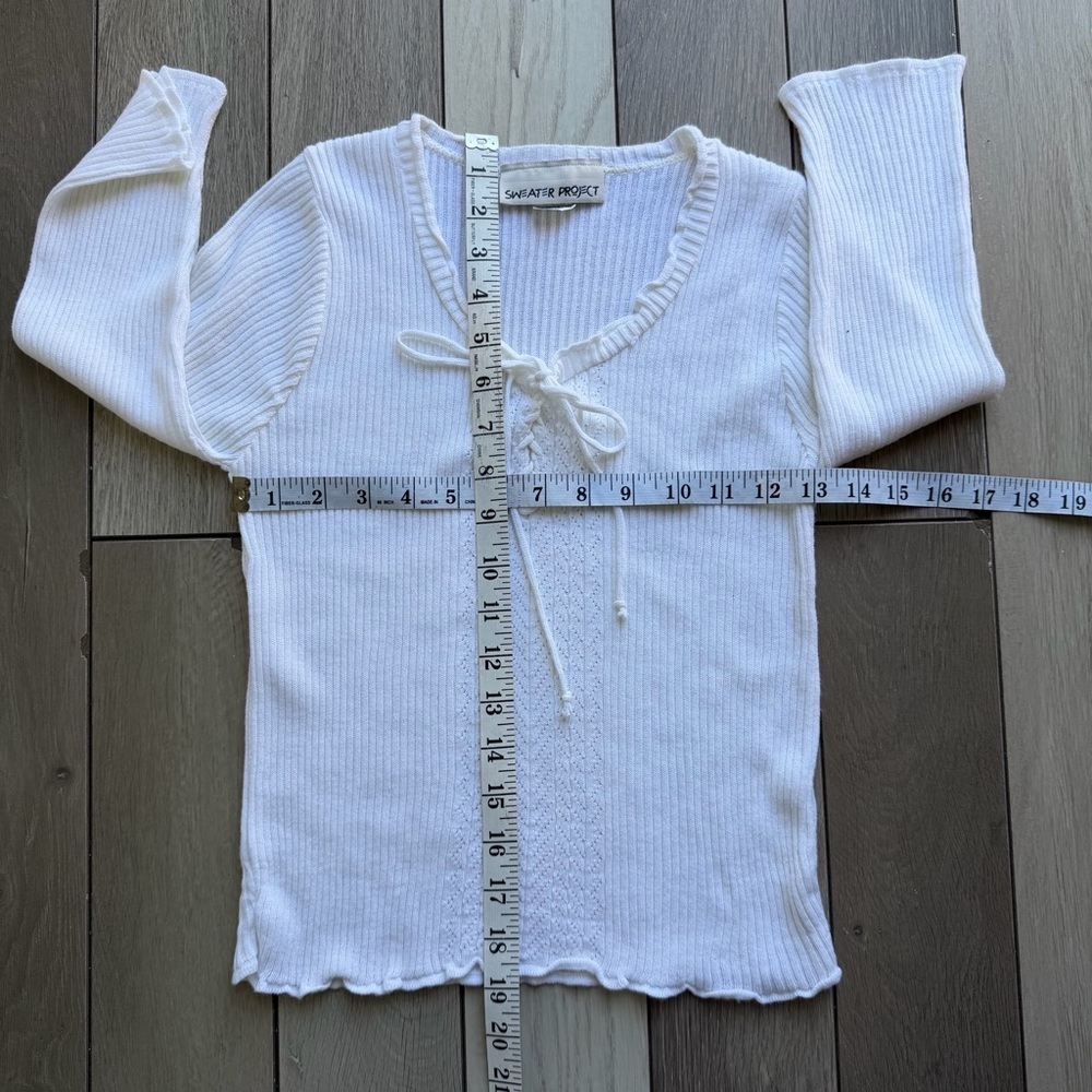 Sweater Project Y2K White Ribbed Top - Picture 4 of 6